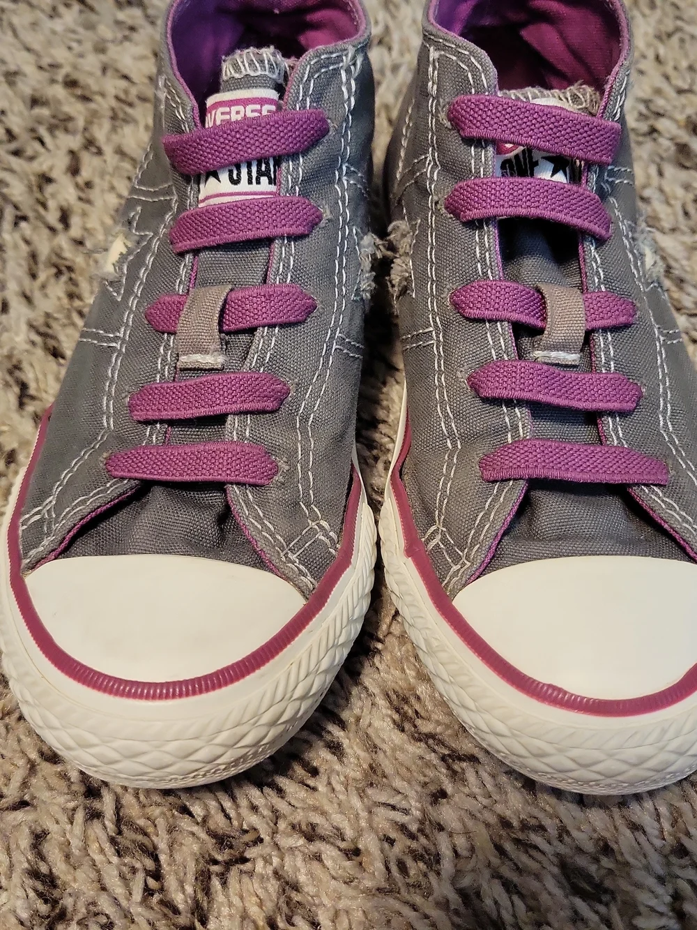 Converse One Star Youth Low 'No time to lace' Gray Purple Sneakers Youth US 12